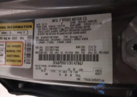 2014 Ford Fusion Se z USA, uszkodzony, nr VIN 3FA6P0H71ER147867